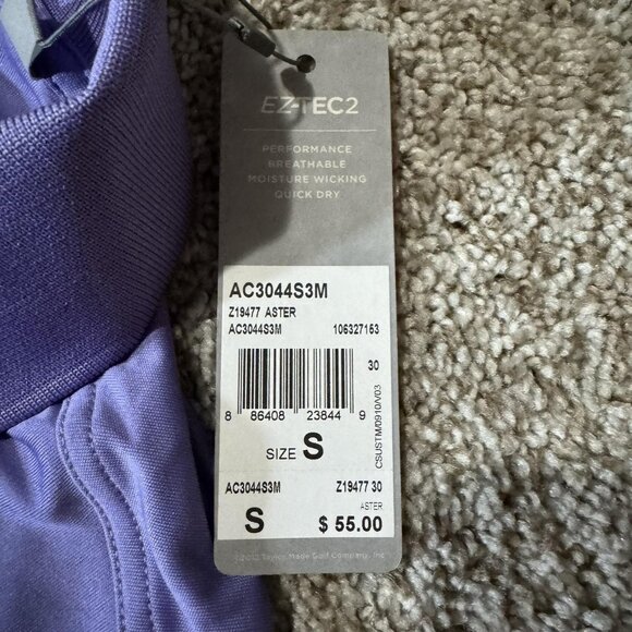 Ashworth Polo Shirt Mens Small Purple EZ-TEC2 Golf Performance Moisture Wicking - Picture 4 of 8